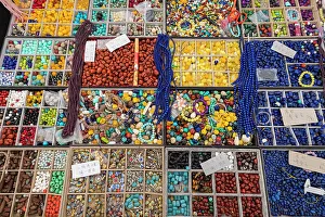 Stall Prints: Beads displayed on stall at Panjiayuan Market, Beijing, China