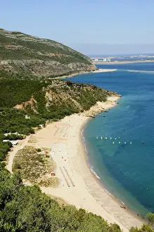 Covers Prints: The beautiful beach of Portinho niched in the Arrabida mountains. Setubal, Portugal
