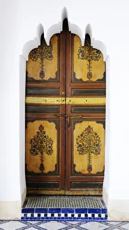 Beautiful door of the Marrakech medina. Morocco