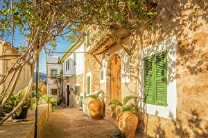 South Prints: Beautiful houses in the old town of Bunyola, Mallorca, Balearic Islands, Spain