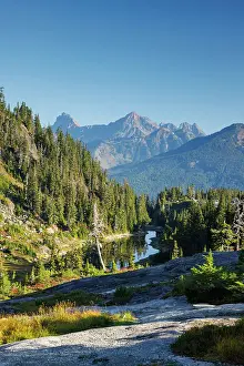 Washington State Prints: Beautiful lake and mountain view in North Cascades National Park, Washington, USA