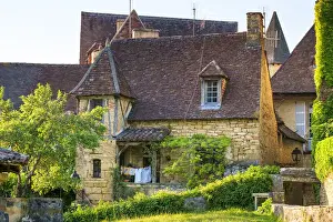 Sarlat Prints: Beautiful old stone house on Rue Montaigne in late afternoon sun