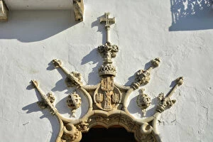 Detail of the beautiful portuguese manueline style portal of the Palace of the Dukes