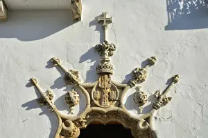 Manueline Prints: Detail of the beautiful portuguese manueline style portal of the Palace of the Dukes