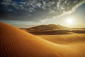 Dune Prints: A beautiful sunset over the Sahara Desert, Erg Chebbi, Merzouga, Morocco