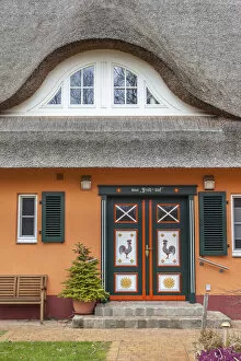 Beautiful traditional door in Wustrow, Mecklenburg-Western Pomerania, Northern Germany