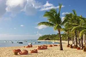 Mauritius Prints: Beautiful tropical beach at Le Morne on the Indian Ocean island of Mauritius
