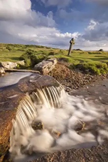 Beckamoor Cross, also known as the Windy Post beside the Grimstone & Sortridge Leat