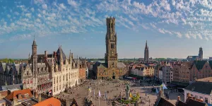 Market Square Prints: Belfort (Belfry) Tower in Market Square, Bruges, Belgium