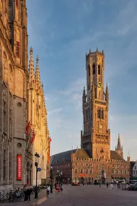 Market Square Prints: Belfort (Belfry) Tower in Market Square, Bruges, Belgium