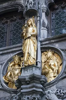Images Dated 29th September 2010: Belgium, Brugge, Facade of the Holy Blood Church, Golden Figure