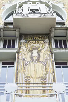 Images Dated 29th July 2016: Belgium, Brussels, art-nouveau architecture, Maison Cauchie, detail