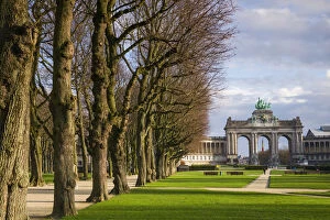 Belgian Collection: Belgium, Brussels, Cinquantenaire Park and triumphal arch