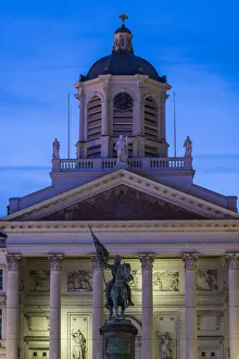Belgium, Brussels, Place Royale, Eglise Saint Jacques-sur-Coudenberg church, and statue Belgium, Brussels, Place Royale, Eglise Saint Jacques-sur-Coudenberg church, and statue