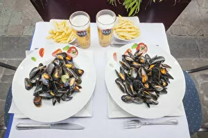 Brussels Collection: Belgium, Brussels, Restaurant Meal of Mussels