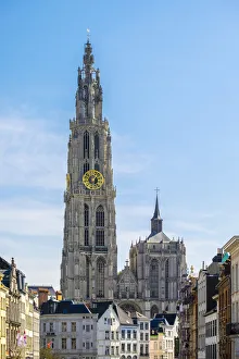 Belgium, Flanders, Antwerp (Antwerpen). Tower of Onze-Lieve-Vrouwekathedraal (Cathedral