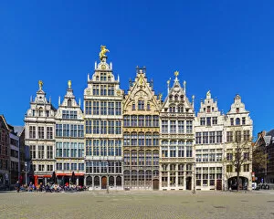 Images Dated 13th July 2016: Belgium, Flanders, Antwerp (Antwerpen). Medieval guild houses on Grote Markt