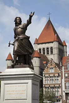 Belgium, Tournai, Statue of Christine de Lalaing the Princess of Espinoy