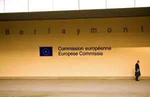 Wallonia Prints: Belgium, Wallonia, Brussels; A beaurocrat passing in front of the European Commision Headquarters