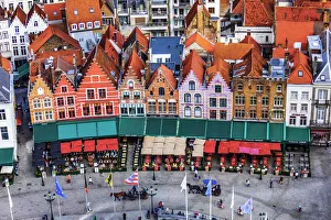 Belgium, West Flanders (Vlaanderen), Bruges (Brugge). Elevated view of the medieval guild