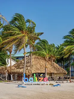Cayo Ambergris Prints: Belize Sign at the Caribbean Villas Hotel