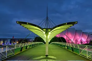 Glasgow Prints: Bell Bridge at Night, Glasgow, Strathclyde Region, Scotland