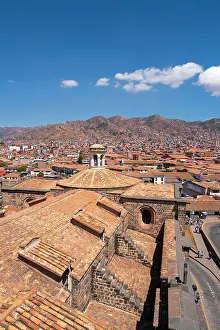 Landmarks Prints: Bell tower of Coricancha with and Cusco skyline