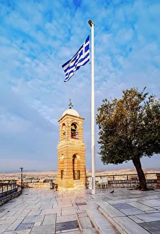 Athina Prints: Bell tower at Mount Lycabettus at sunrise, Athens, Attica, Greece