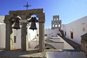 Images Dated 6th June 2015: The Bell Towers At The Monastery Of St. John At Chora, Patmos, Dodecanese, Greek Islands