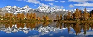 Pngp Prints: Bellagarda lake in autumn and Gran Paradiso massif (Orco valley