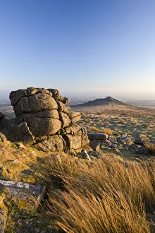Moorland Prints: Belstone Tor and moorland, Dartmoor, Devon, England. Winter (March) 2010