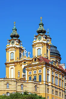 Austrian Prints: Benedictine abbey, Melk, Lower Austria, Austria