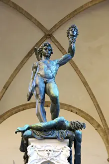 Benvenuto Cellinis statue of Perseus holding the head of Medusa, Florence, Italy