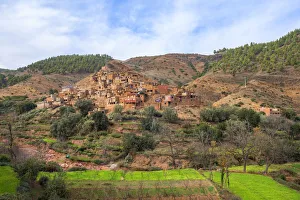Berber Prints: Berber village near Oukaimeden, Province Al Haouz, High Atlas, Morocco