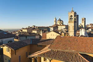 Images Dated 17th January 2017: Bergamo, Lombardy, Italy. Bell towers and roofs in Upper Town (CittAA┬á Alta)