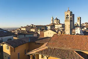 Upper Town Prints: Bergamo, Lombardy, Italy. Bell towers and roofs in Upper Town (Citta Alta)
