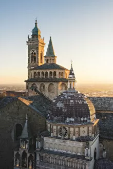 Images Dated 17th January 2017: Bergamo, Lombardy, Italy. High angle view over the Saint Mary Major (Santa Maria Maggiore)