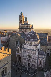 Bergamo, Lombardy, Italy. High angle view over the Saint Mary Major (Santa Maria Maggiore)