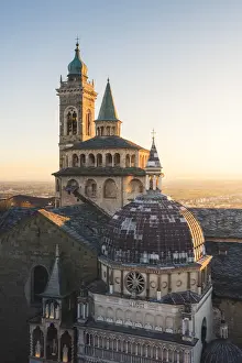 Bergamo, Lombardy, Italy. High angle view over the Saint Mary Major (Santa Maria Maggiore)