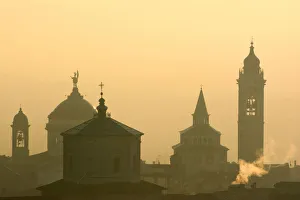Upper Town Prints: Bergamo monument at dawn, Bergamo province, Lombardy, Italy
