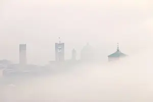 Upper Town Prints: Bergamo Upper Town in the clouds. Bergamo Upper Town (Citta Alta), Bergamo province