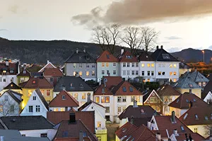 Bergens Old Town at twilight. Bergen, Norway