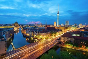 Images Dated 16th May 2023: Berlin skyline with Berlin Cathedral, TV Tower and Spree River at twilight, Berlin, Germany