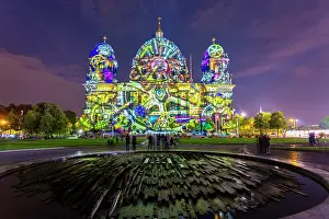 Fountains Prints: Berliner Dom during the Festival of Lights. Mitte, Berlin, Germany