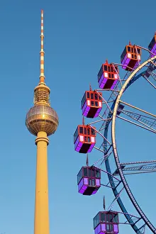 Ferris Wheel Prints: Berliner Fernsehturm & Ferris Wheel, Berlin, Germany