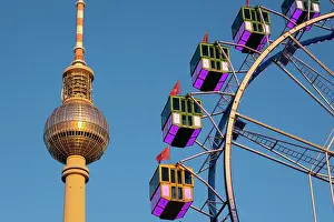 Ferris Wheel Prints: Berliner Fernsehturm & Ferris Wheel, Berlin, Germany