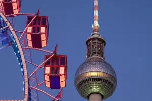 Ferris Wheel Prints: Berliner Fernsehturm & Ferris Wheel, Berlin, Germany