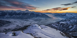 Berlinghera peak, sunset on Como lake in winter, Lombardy, Italy Berlinghera peak, sunset on Como lake in winter, Lombardy, Italy