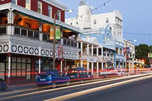 Traffic Prints: Bermuda, Hamilton, Front Street, Colourful buildings along Hamiltons main street