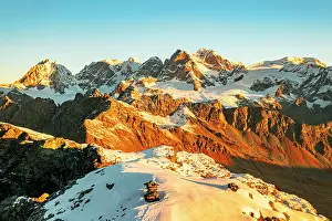 Mountain Peak Prints: Bernina Group peaks in autumn, Valmalenco, Valtellina, Sondrio province, Lombardy, Italy